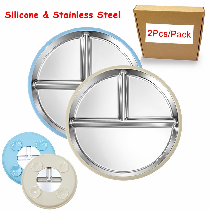 Plate Suction Toddler - Paslanmaz çelik levha silikon kabuk ile