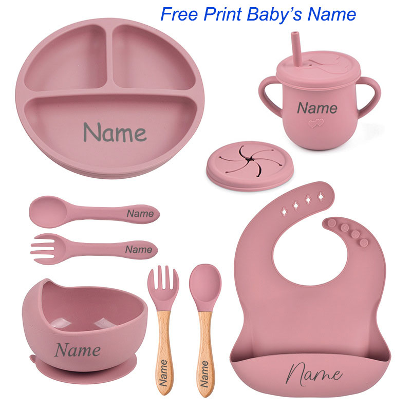 Baby Food Logo - 8 adet silikon sofra seti kişiselleştirilmiş