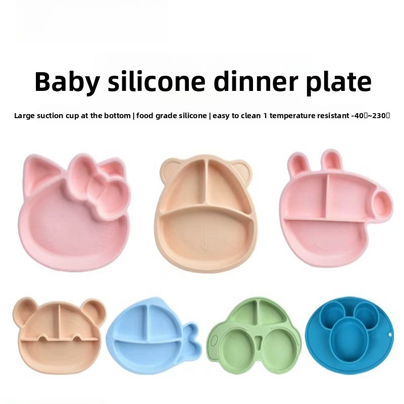 Plate Suction Toddler - BPA içermeyen Çocuklar için Karikatürlü Silikon