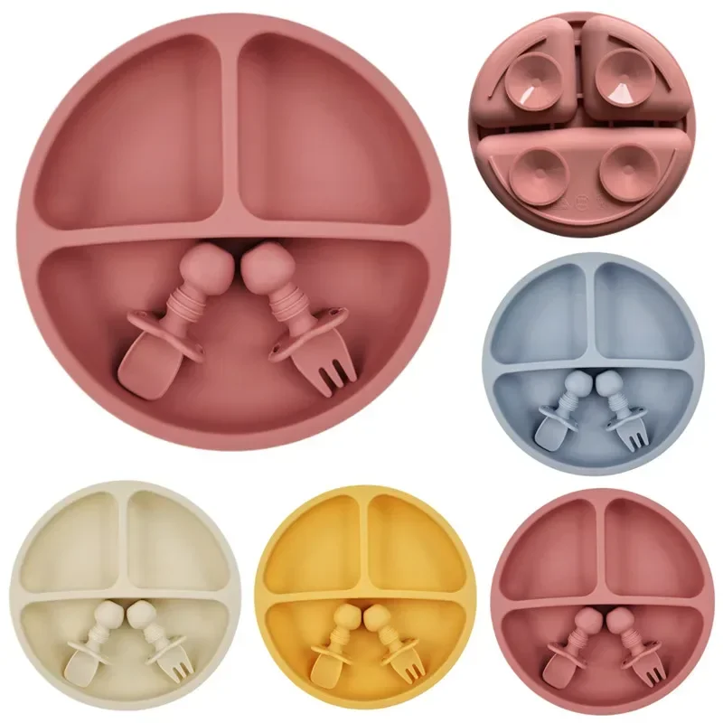 Plate Suction Toddler - 3 adet silikon bebek besleme seti