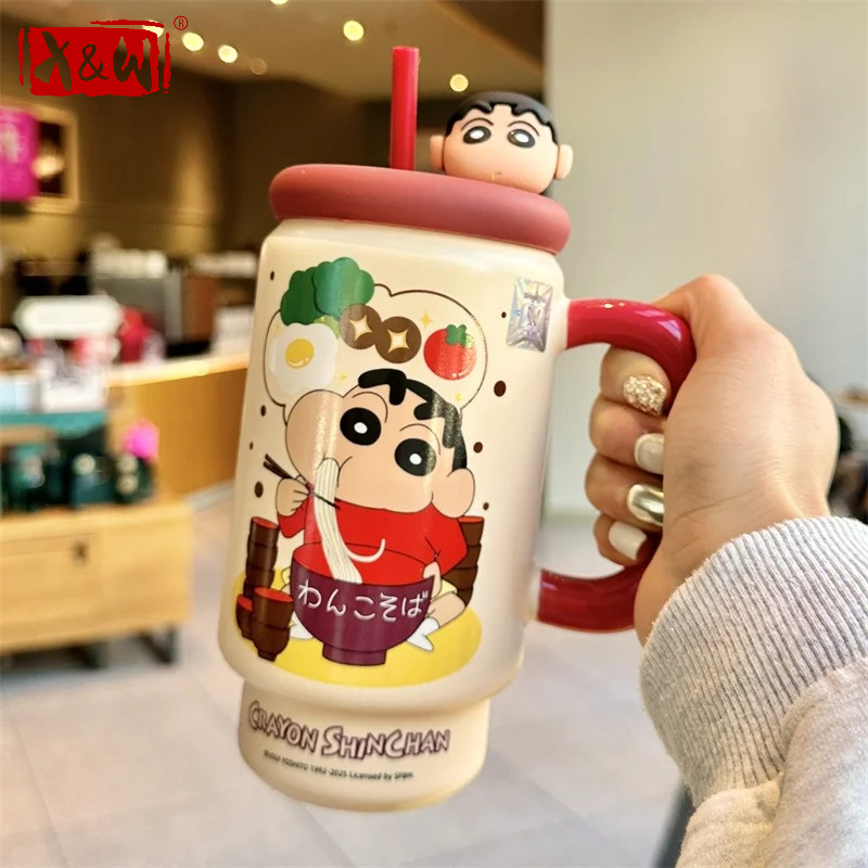 Training Cup Straw - X&W Crayon Shin-Chan Seramik Su Bardağı