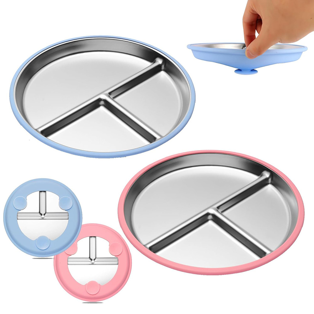 Plate Suction Toddler - 9 İnç Paslanmaz Çelik Çocuk Tabağı,
